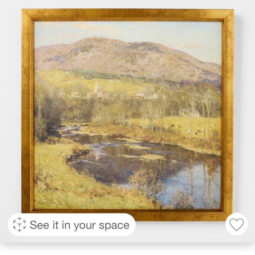 Studio McGee Mountain Landscape Framed‎ Wall Art: Gold Frame18"  x 18" NWT